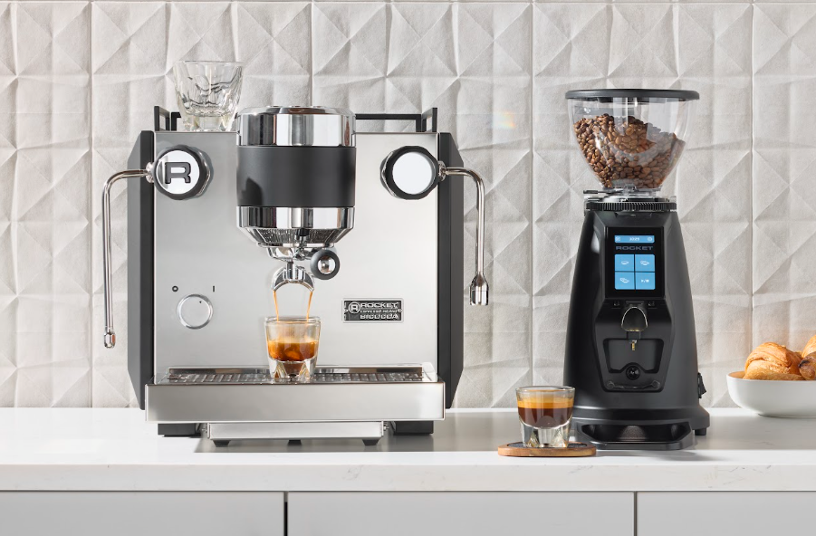 Rocket Espresso Bicocca dual boiler espresso machine on a countertop