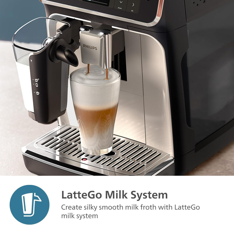 Refurbished - Philips 5500 LatteGo Automatic Espresso Machine, EP5544/94 - Black Chrome