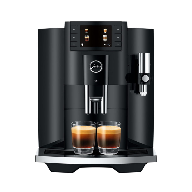 Black Jura E8 Superautomatic Espresso Machine - Front 